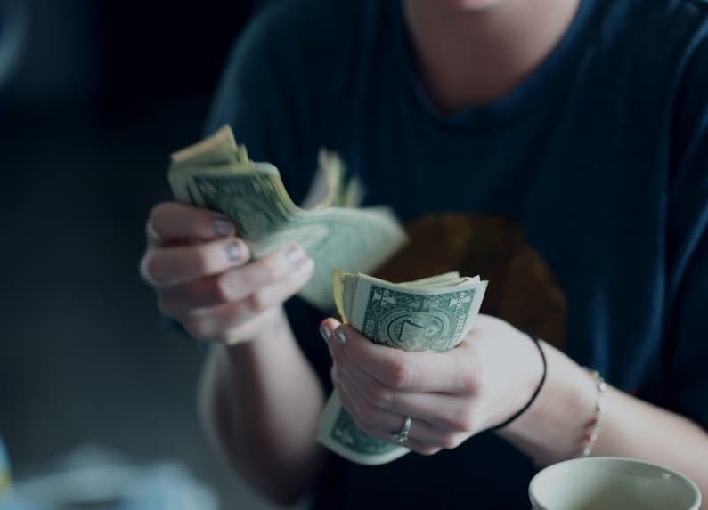 Woman counting money